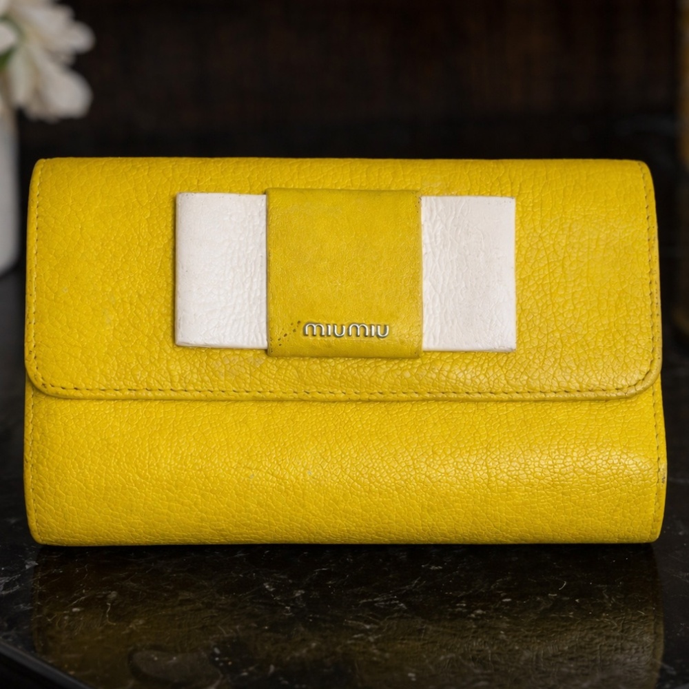 Miu Miu Yellow Trifold Wallet
